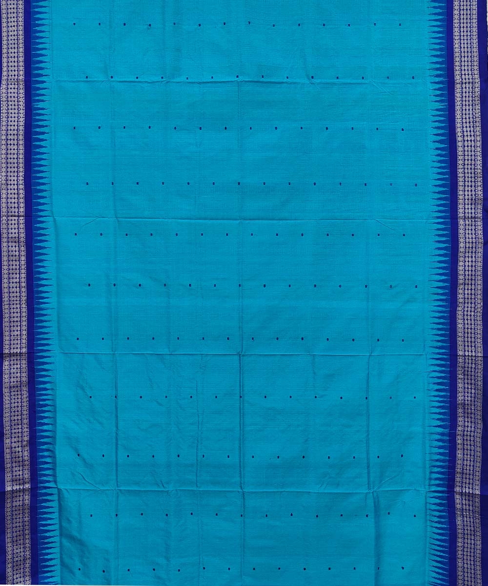 Sky Blue Handwoven Bomkei Silk Saree Image 3