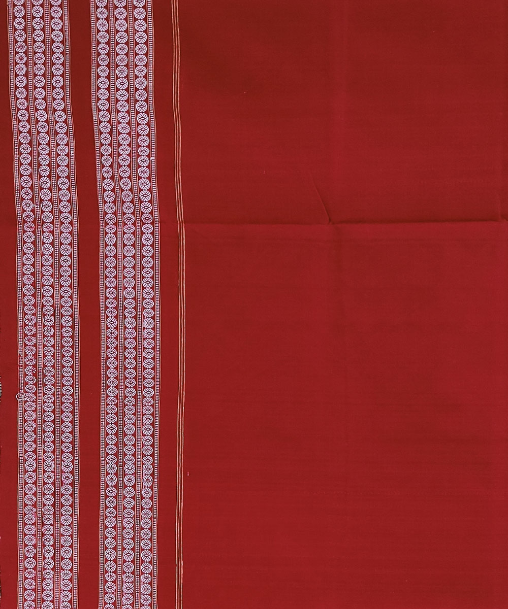 Brown Red Sambalpuri Handwoven Single Ikat Cotton Saree Image 4