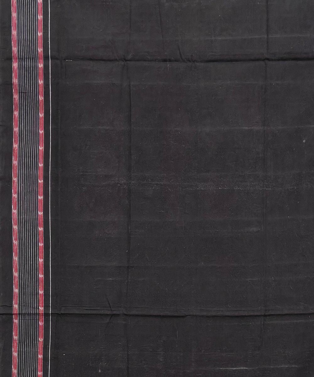 Pink Black Sambalpuri Handwoven Single Ikat Cotton Saree Image 4