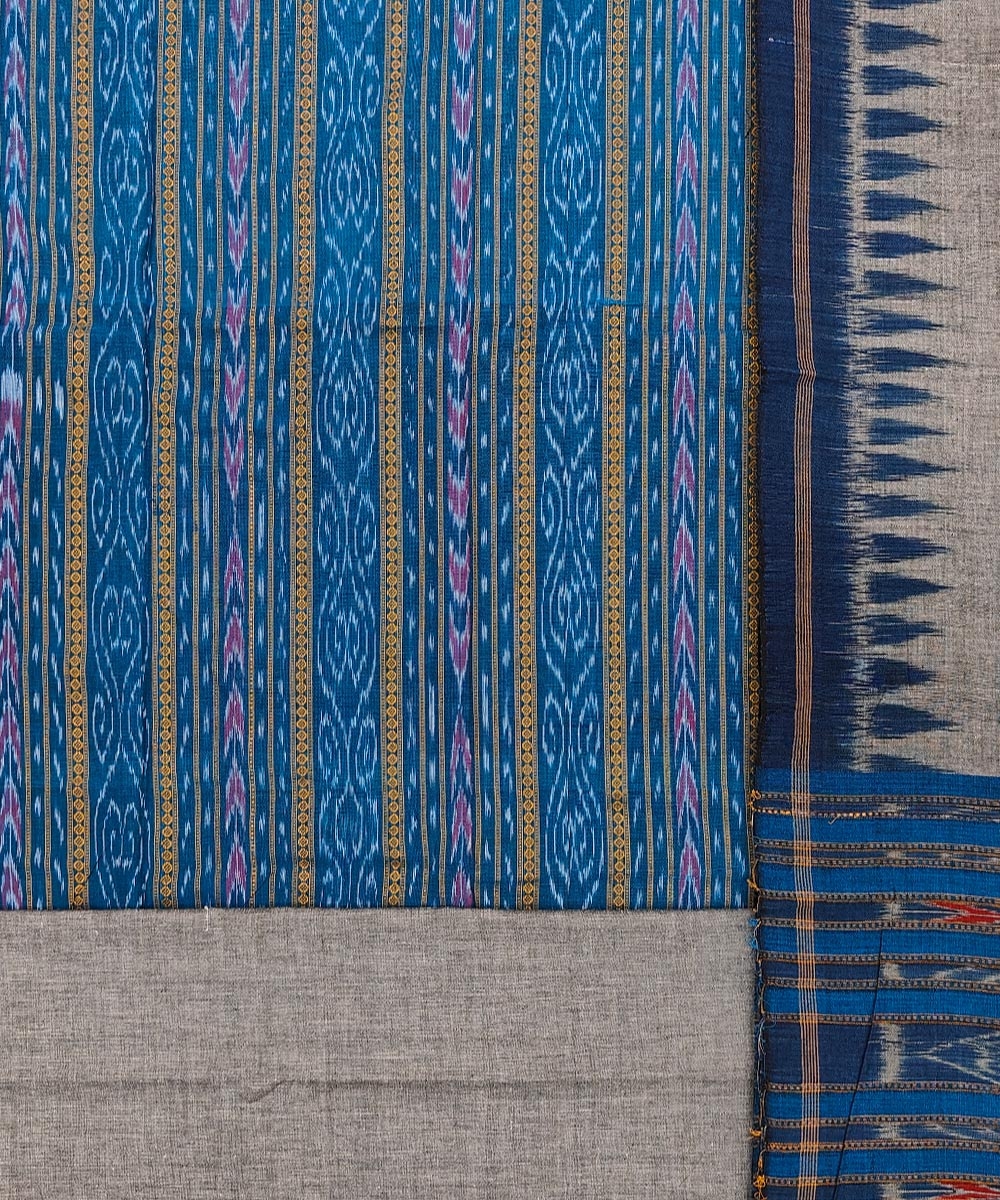 Blue Gray Nuapatna Handwoven Single Ikat Suit Set Image 2