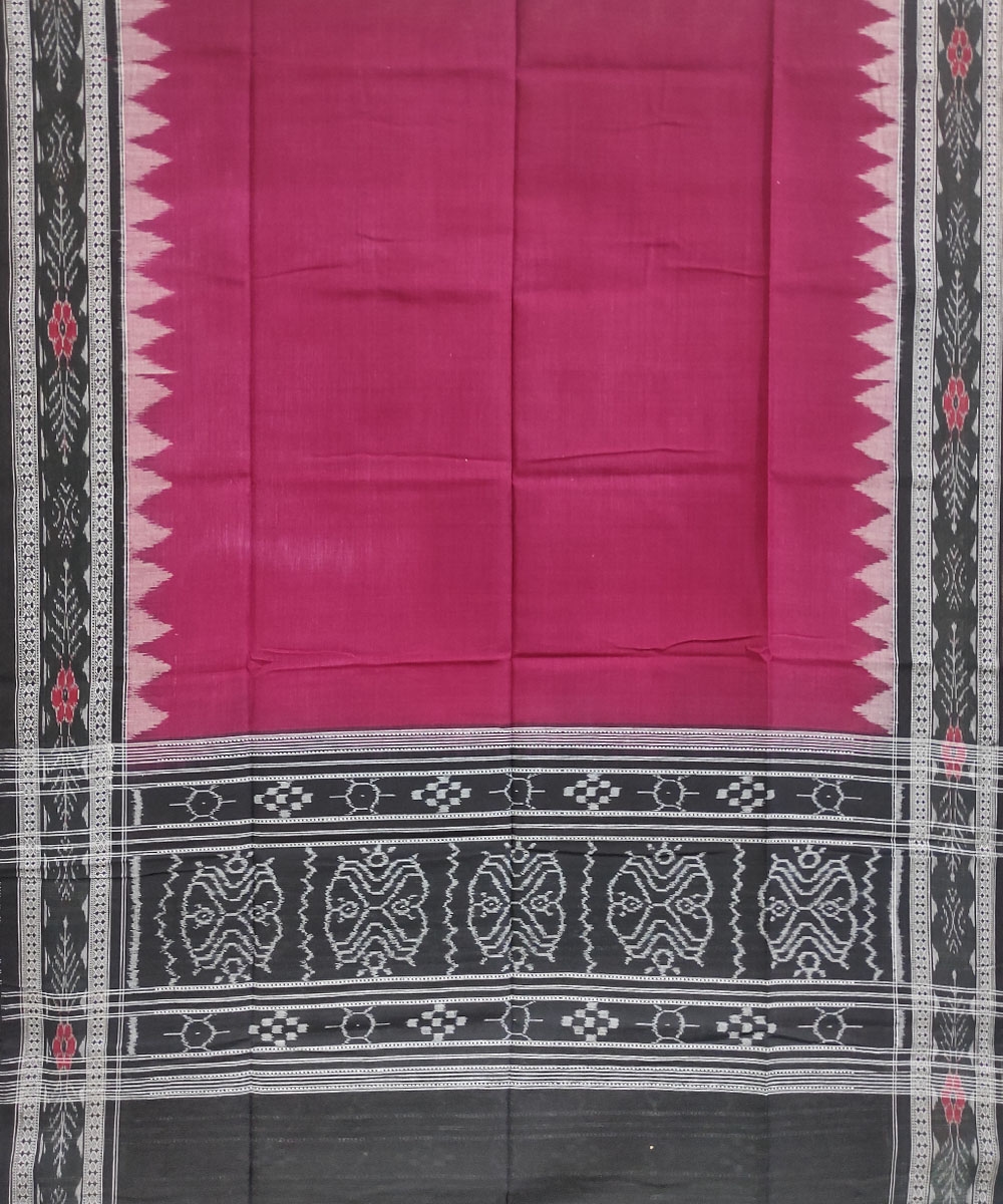 Purple Black Sambalpuri Handwoven Single Ikat Cotton Dupatta Image 2