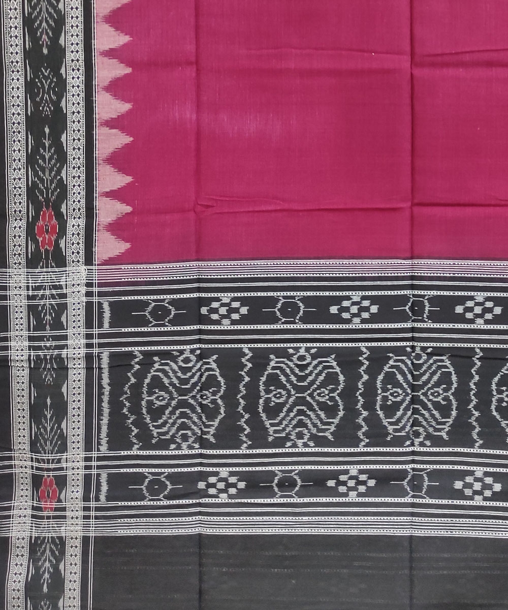 Purple Black Sambalpuri Handwoven Single Ikat Cotton Dupatta Image 3