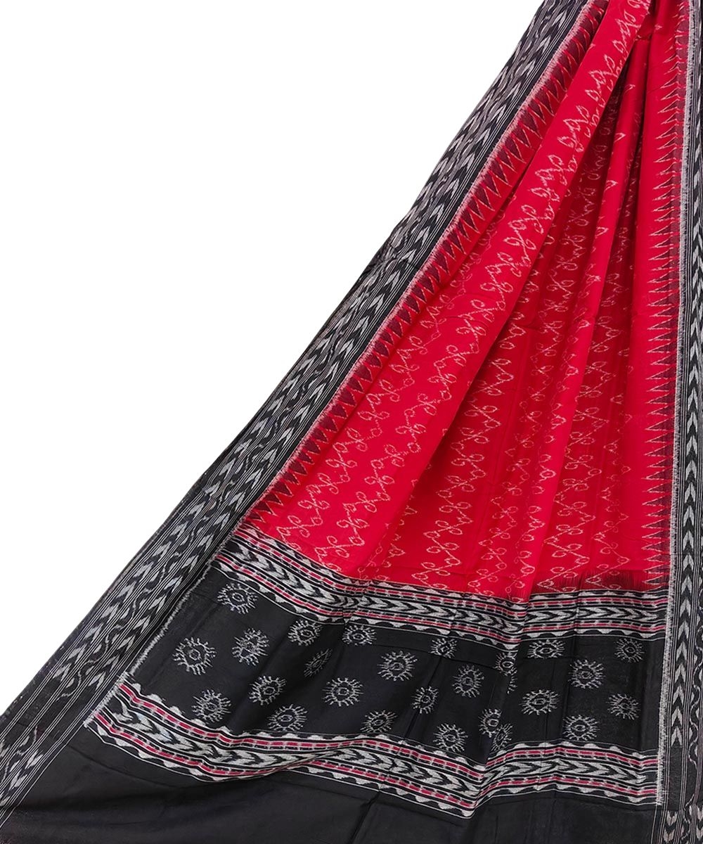 Maroon Black Sambalpuri Handwoven Single Ikat Cotton Dupatta Image 1