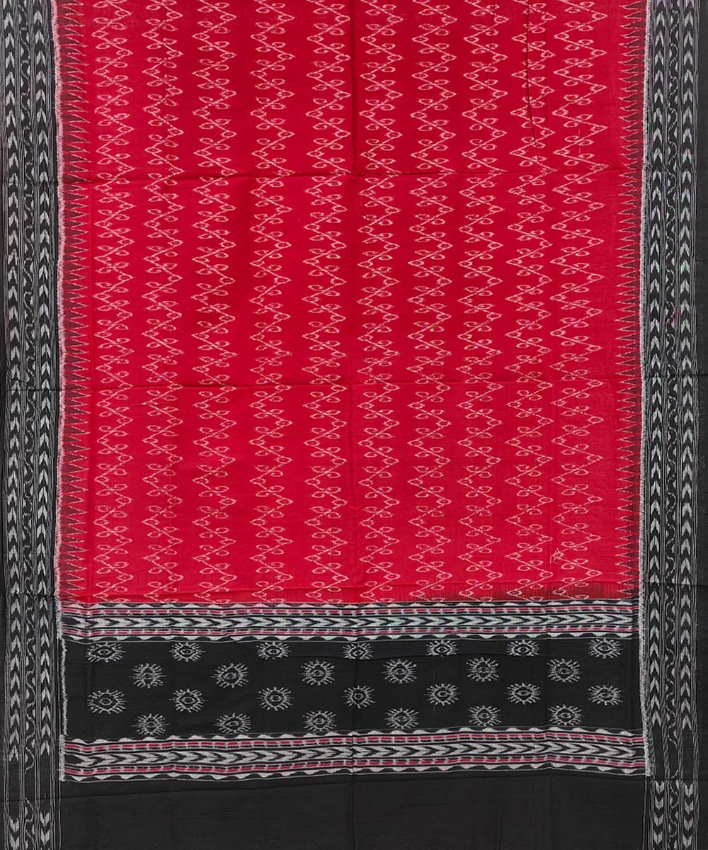 Maroon Black Sambalpuri Handwoven Single Ikat Cotton Dupatta Image 2