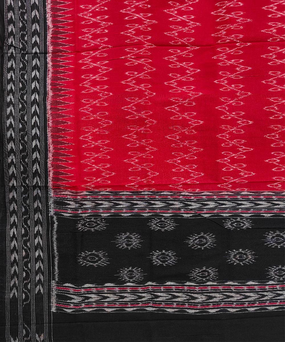 Maroon Black Sambalpuri Handwoven Single Ikat Cotton Dupatta Image 3