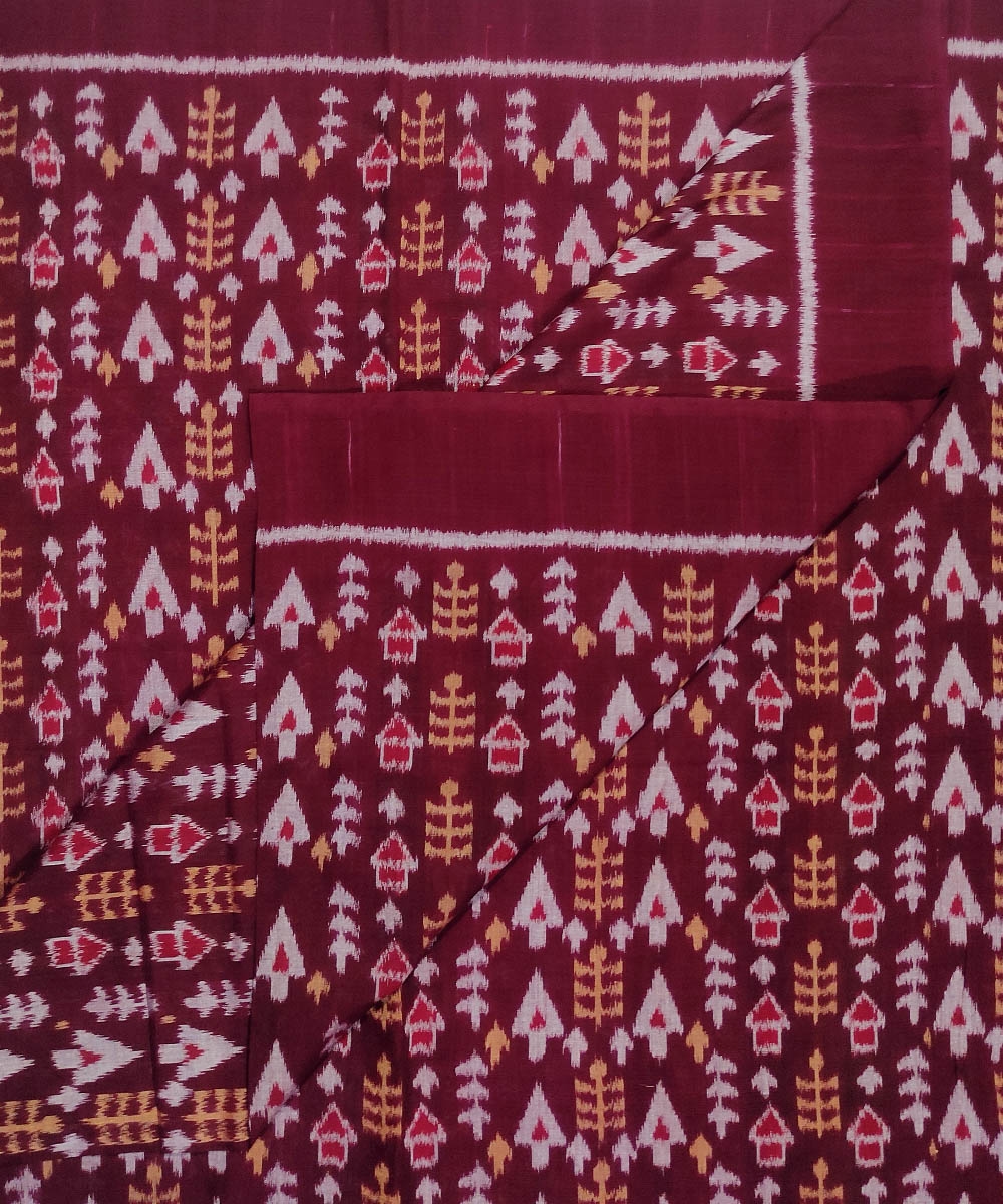 Maroon Sambalpuri Handwoven Single Ikat Shirting Materials Image 2