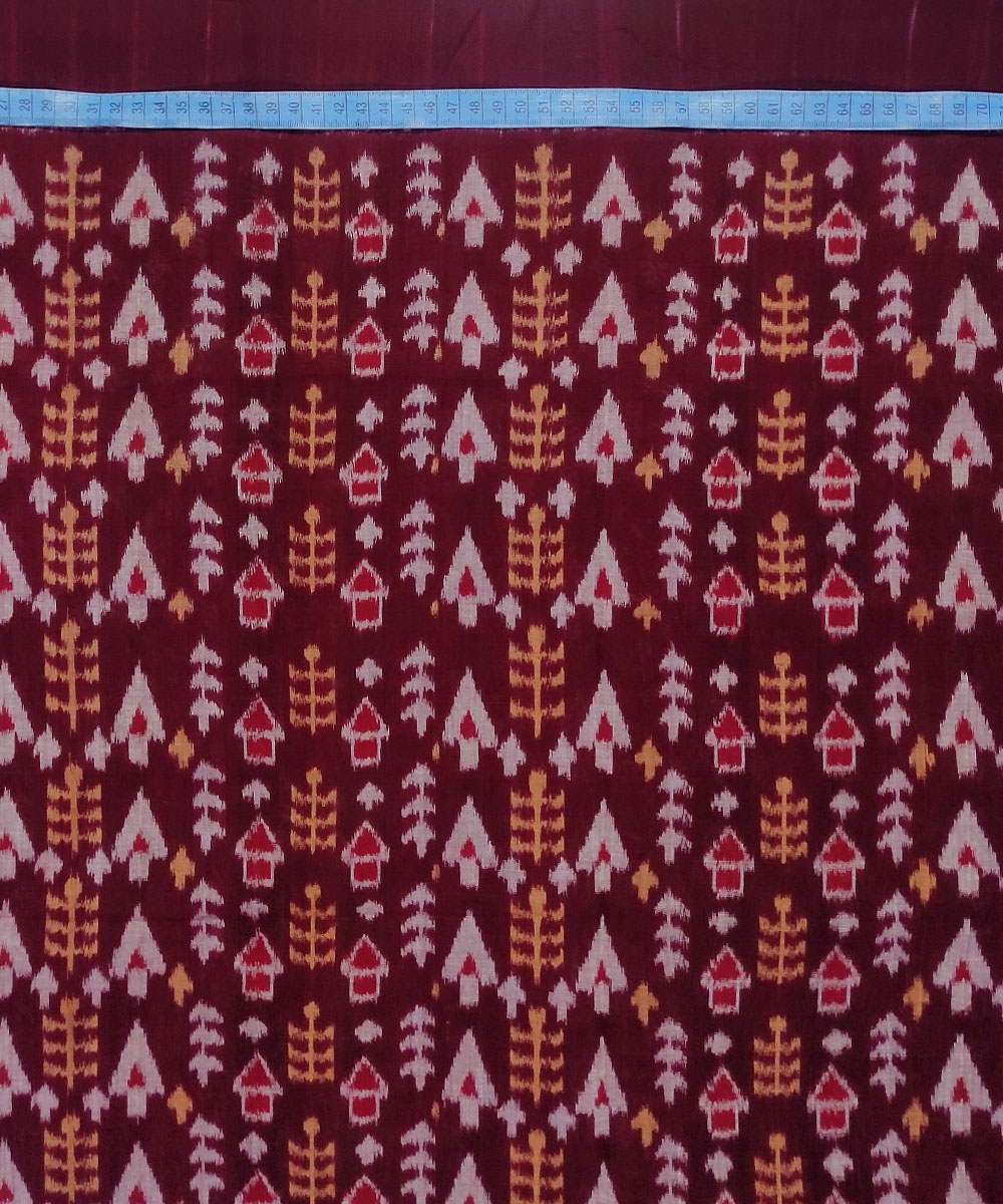 Maroon Sambalpuri Handwoven Single Ikat Shirting Materials Image 3