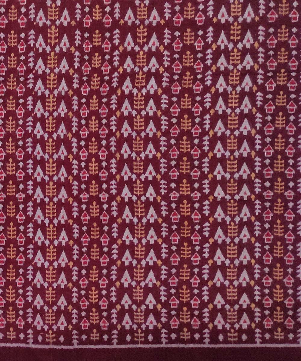 Maroon Sambalpuri Handwoven Single Ikat Shirting Materials Image 4