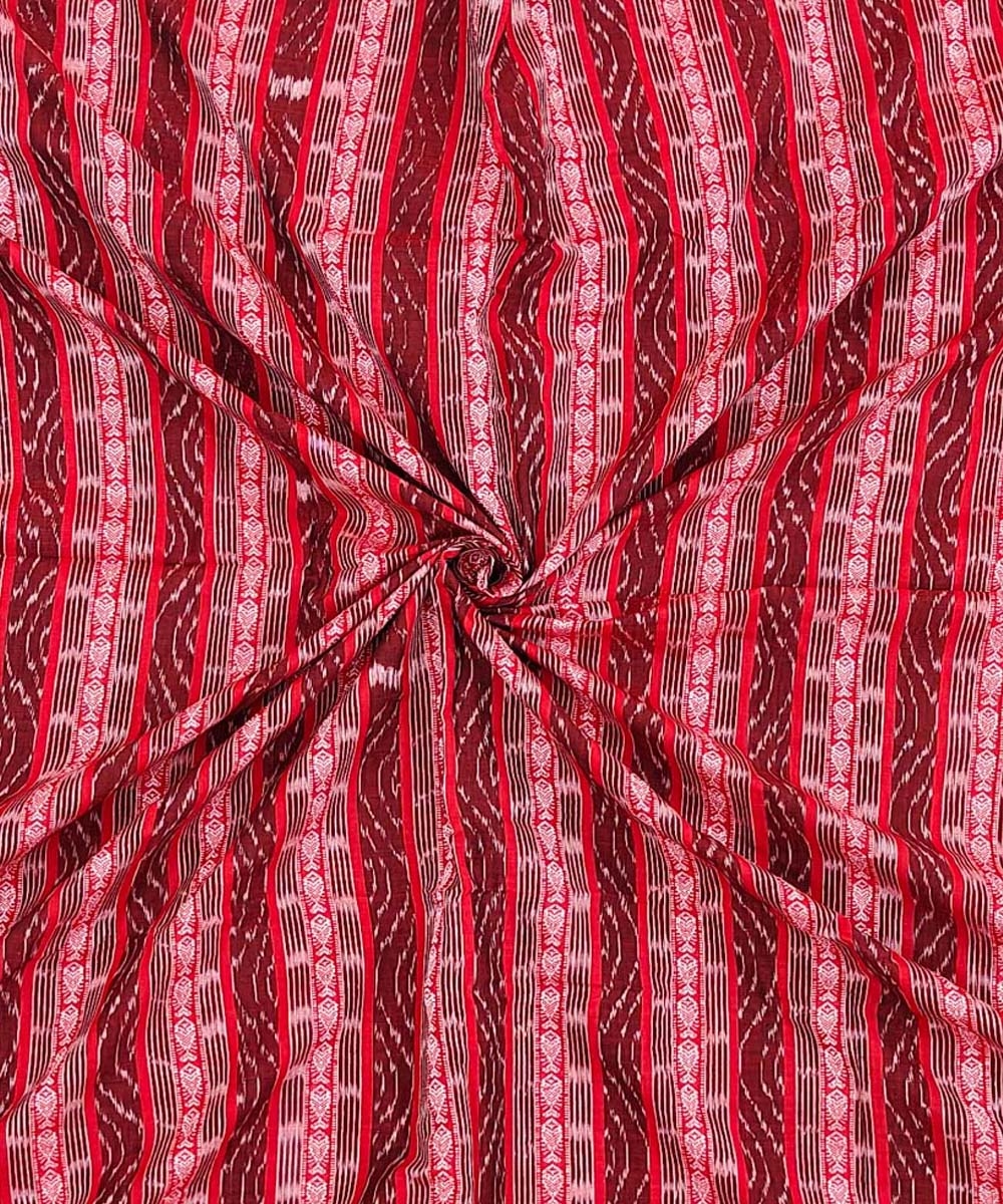 Red Sambalpuri Handwoven Single Ikat Shirting Materials Image 1