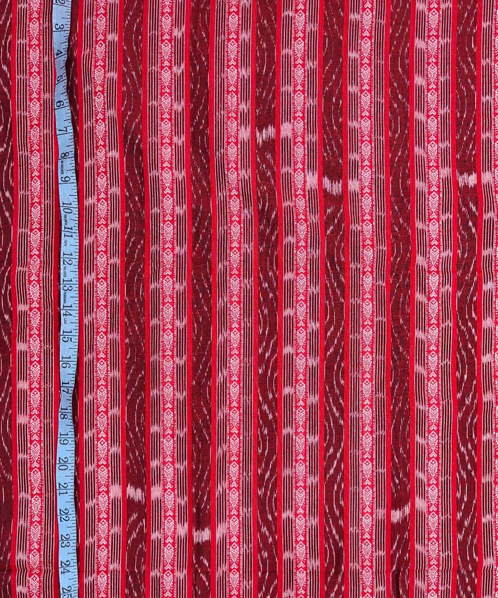 Red Sambalpuri Handwoven Single Ikat Shirting Materials Image 3