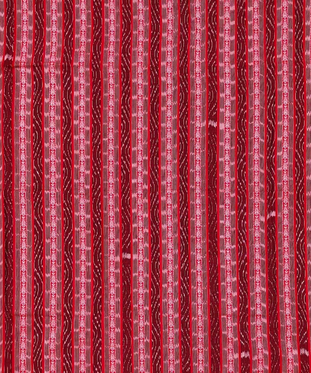 Red Sambalpuri Handwoven Single Ikat Shirting Materials Image 4