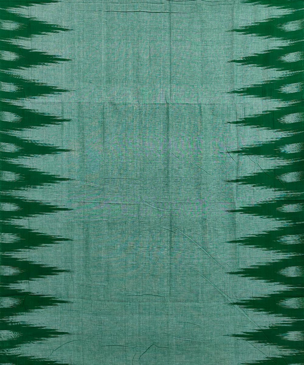 Green Black Nuapatna Handwoven Single Ikat Cotton Saree Image 3