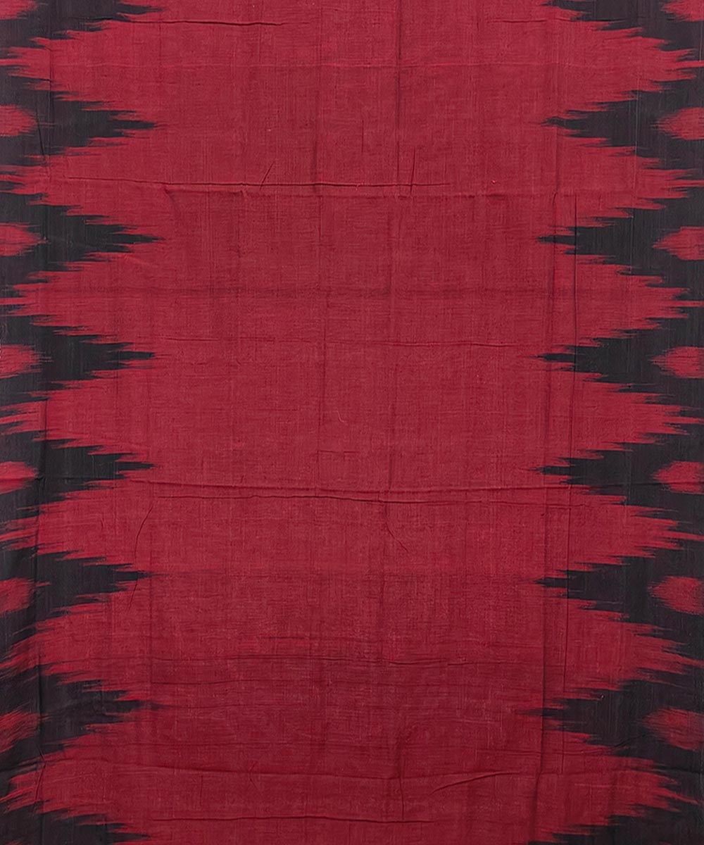 Maroon Black Nuapatna Handwoven Single Ikat Cotton Saree Image 3