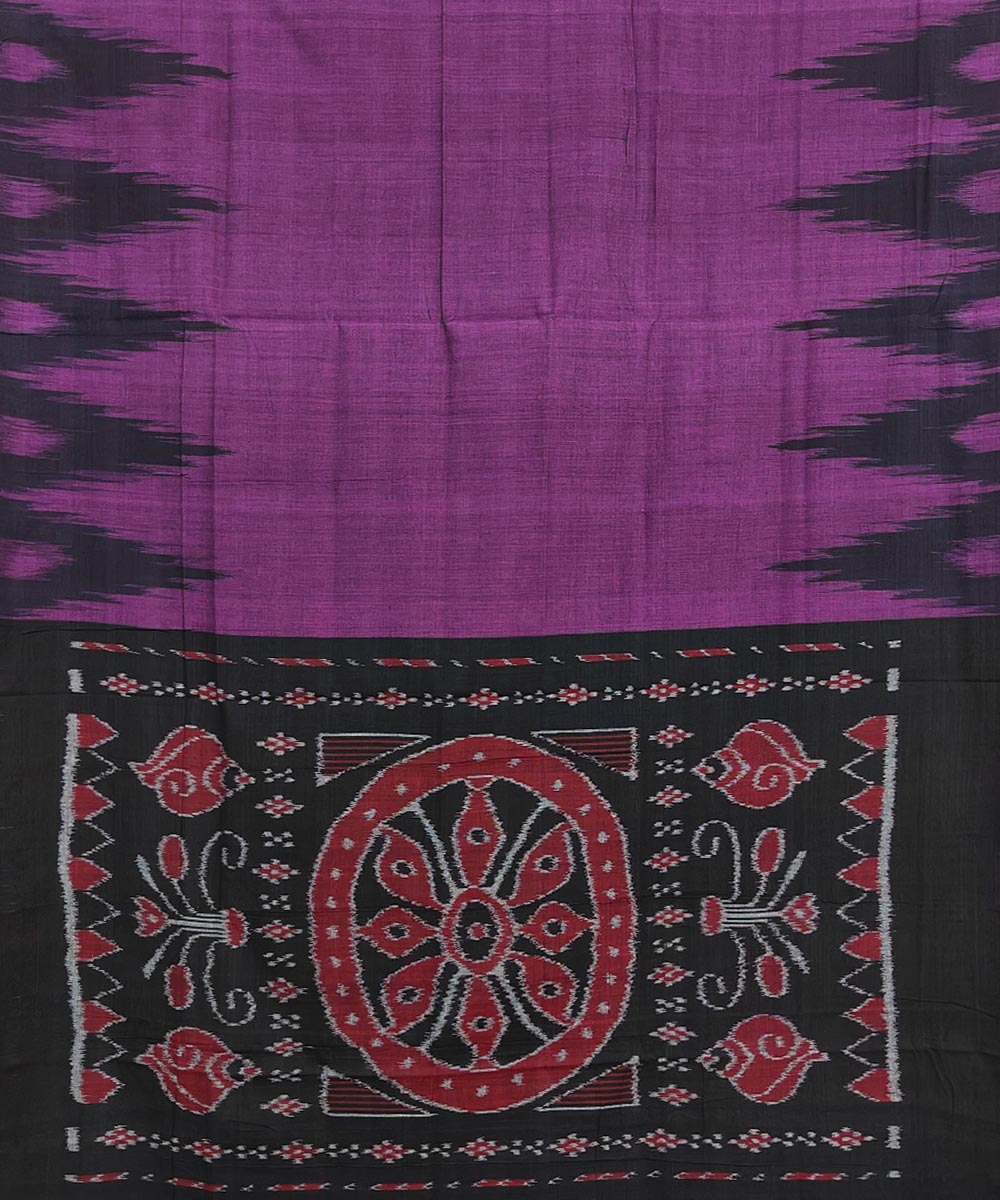 Purple Black Nuapatna Handwoven Single Ikat Cotton Saree Image 2
