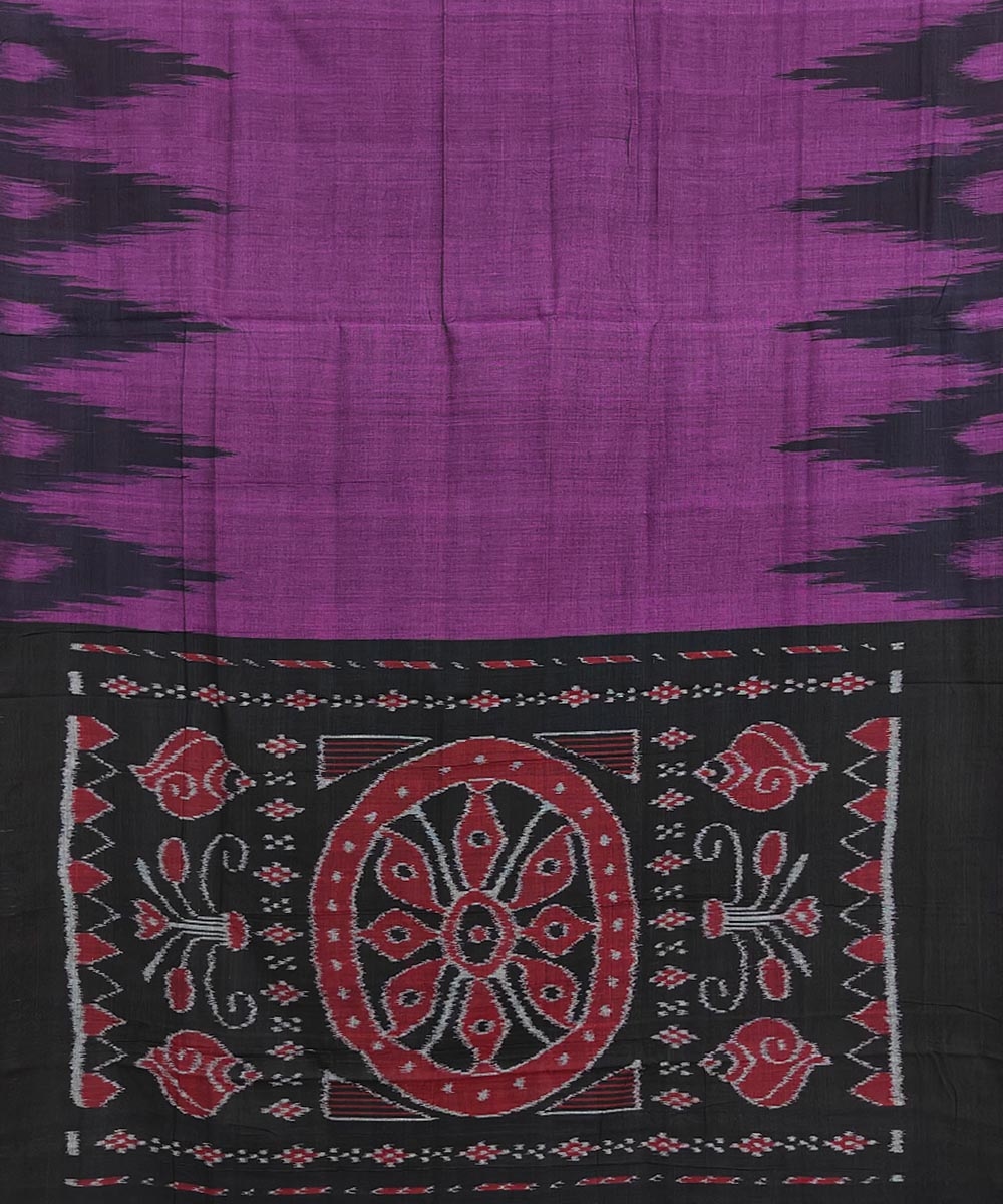 Purple Black Nuapatna Handwoven Single Ikat Cotton Saree Image 2