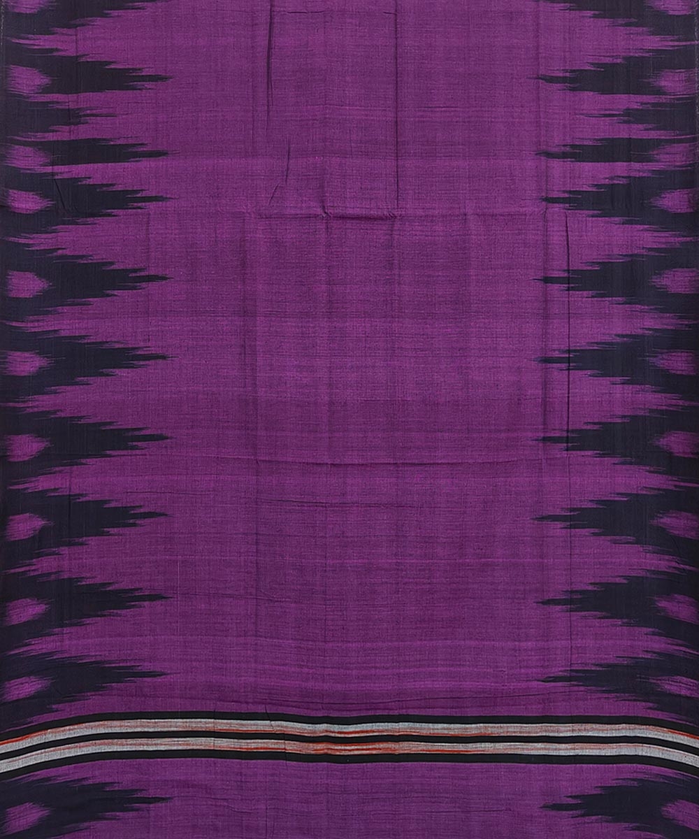 Purple Black Nuapatna Handwoven Single Ikat Cotton Saree Image 3