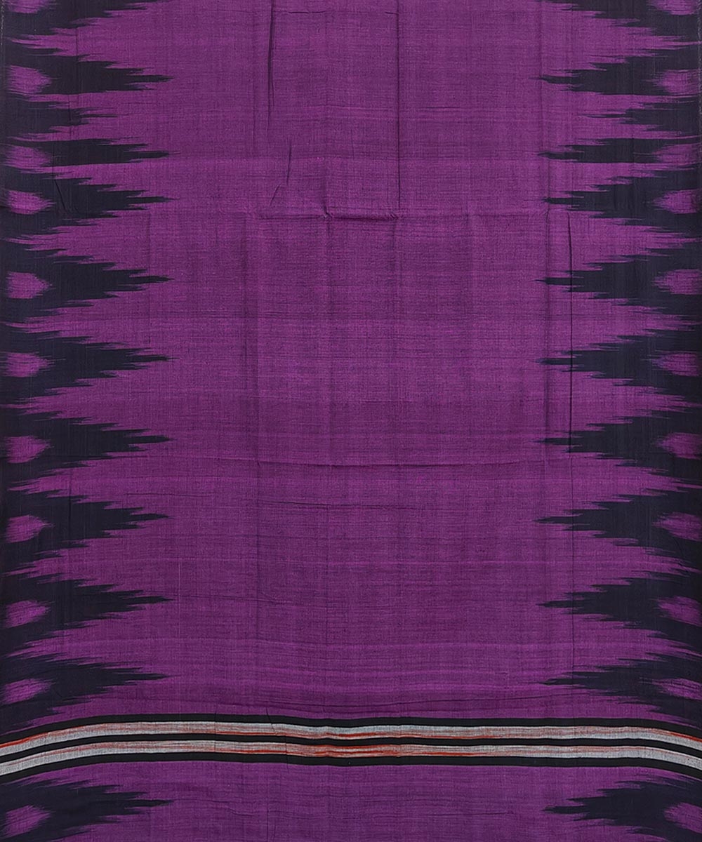 Purple Black Nuapatna Handwoven Single Ikat Cotton Saree Image 3