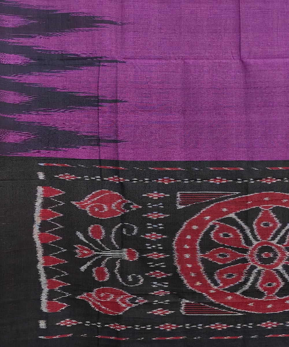 Purple Black Nuapatna Handwoven Single Ikat Cotton Saree Image 4