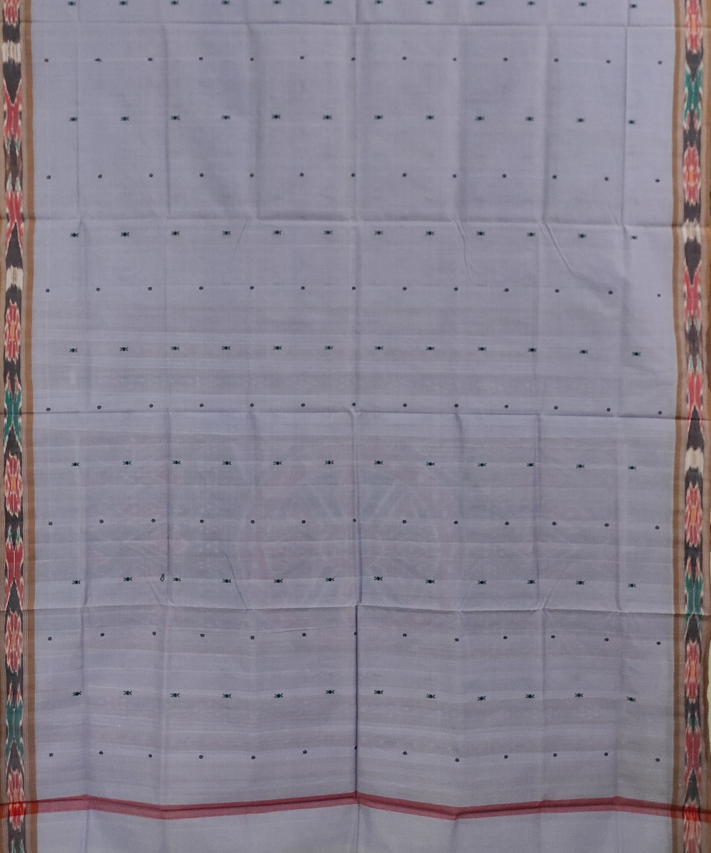 Gray Sambalpuri Handwoven Cotton Saree Image 2