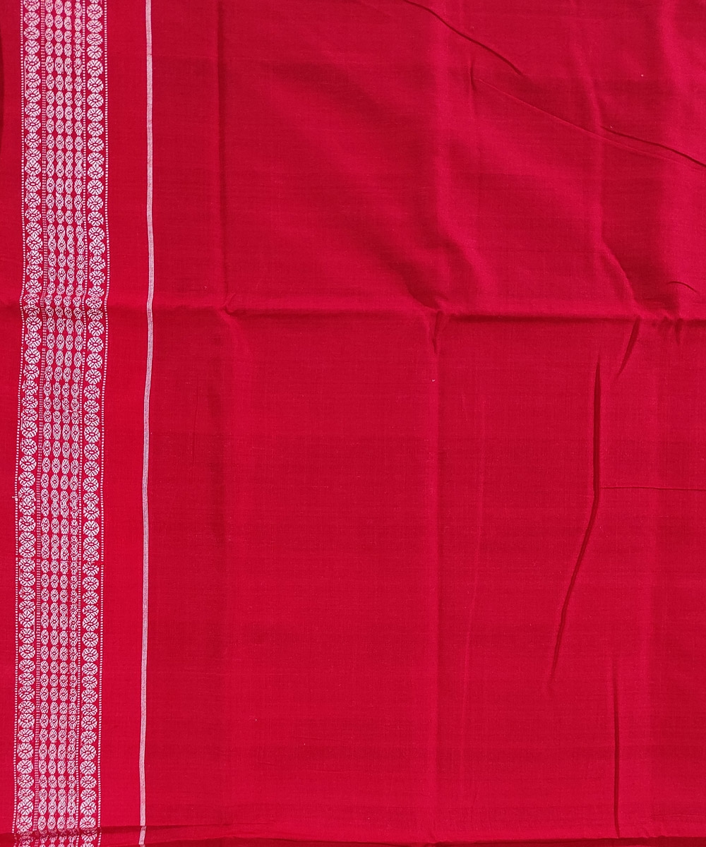 Coffee Red Sambalpuri Handwoven Single Ikat Cotton Saree Image 4