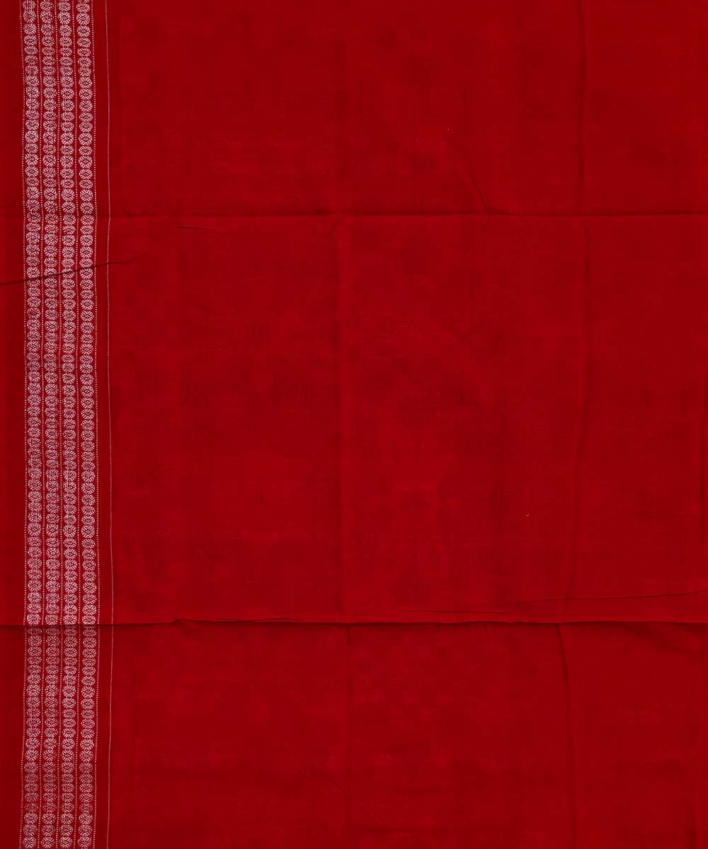 Gray Red Sambalpuri Handwoven Single Ikat Cotton Saree Image 4