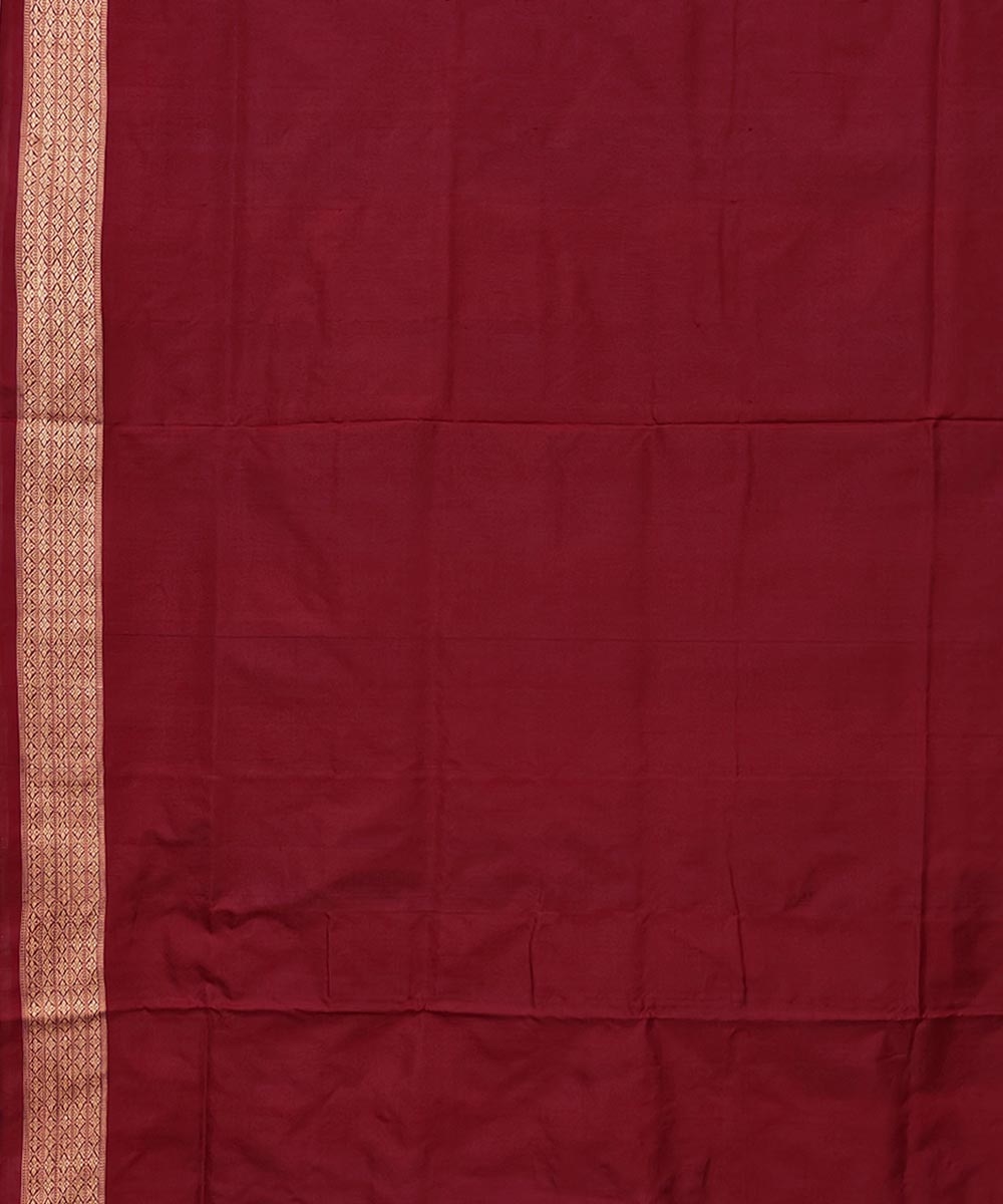 Sky Blue Red Handwoven Bomkei Silk Saree Image 4