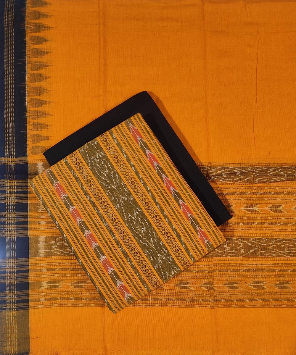 Yellow Black Nuapatna Handwoven Single Ikat Suit Set Image 1