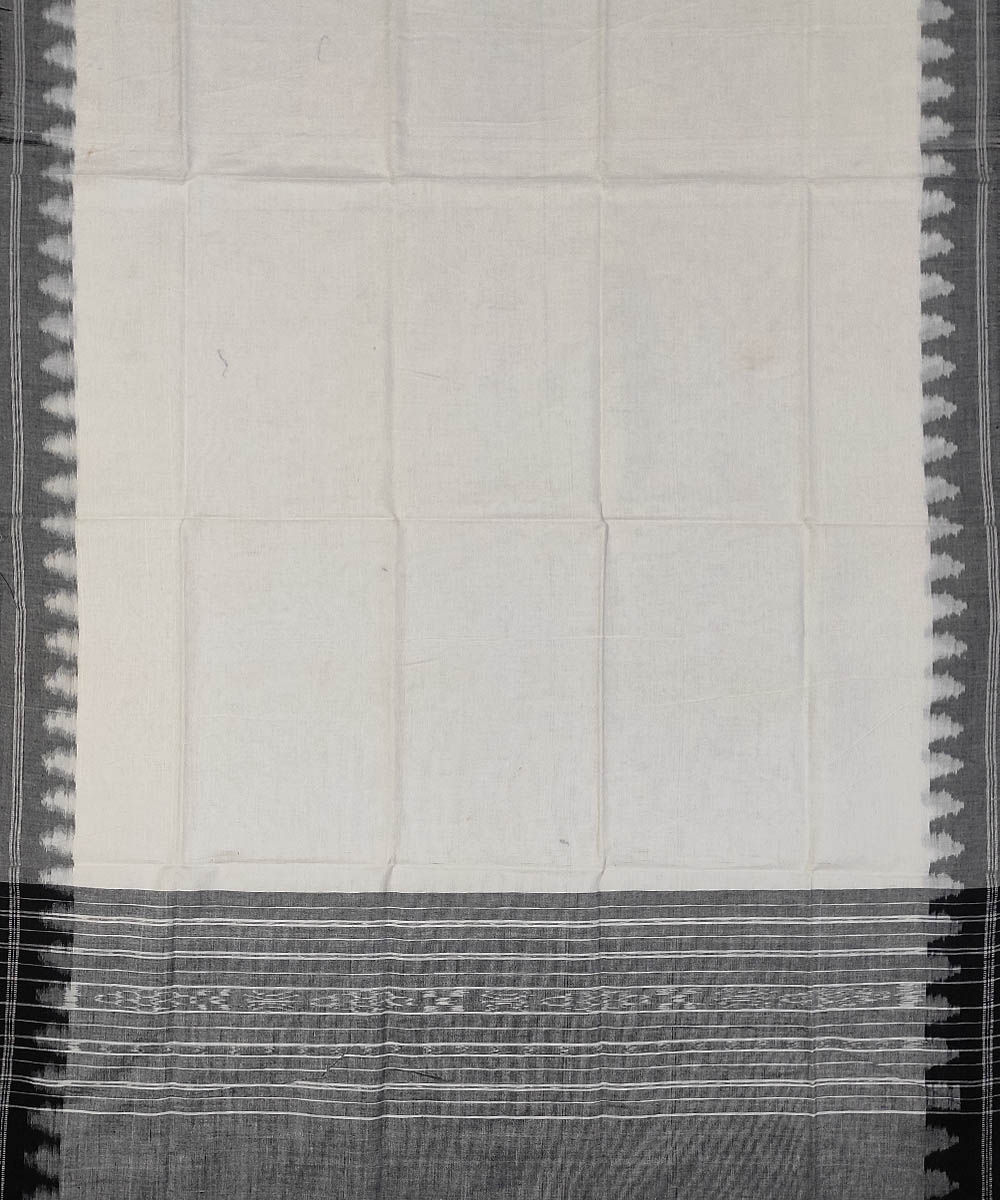 White Black Nuapatna Handwoven Single Ikat Cotton Suit Pieces Image 3