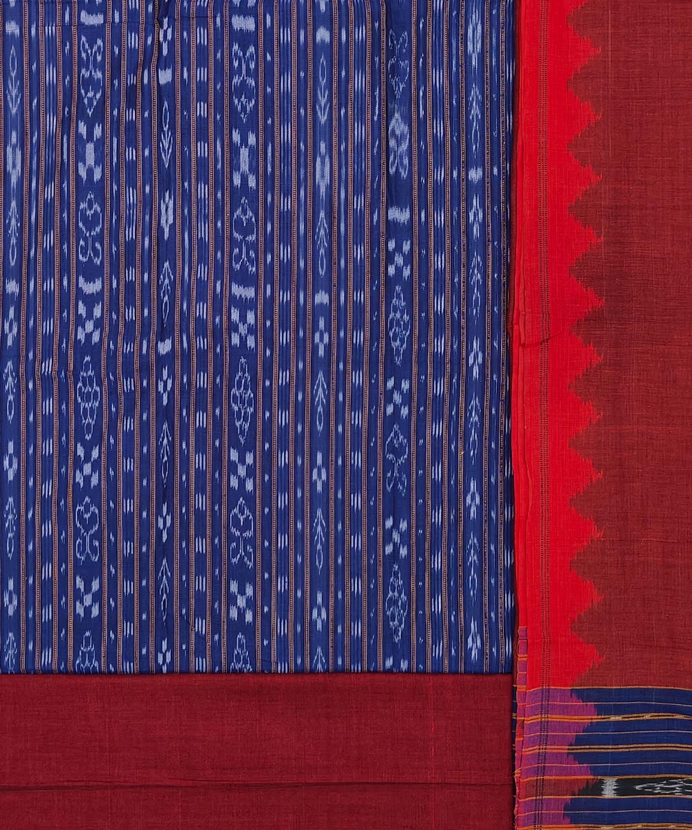 Blue Maroon Nuapatna Handwoven Single Ikat Suit Set Image 2