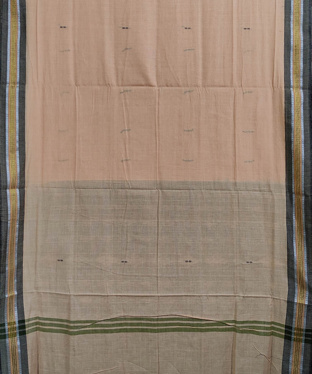 Beige Nuapatna Handwoven Cotton Saree Image 3