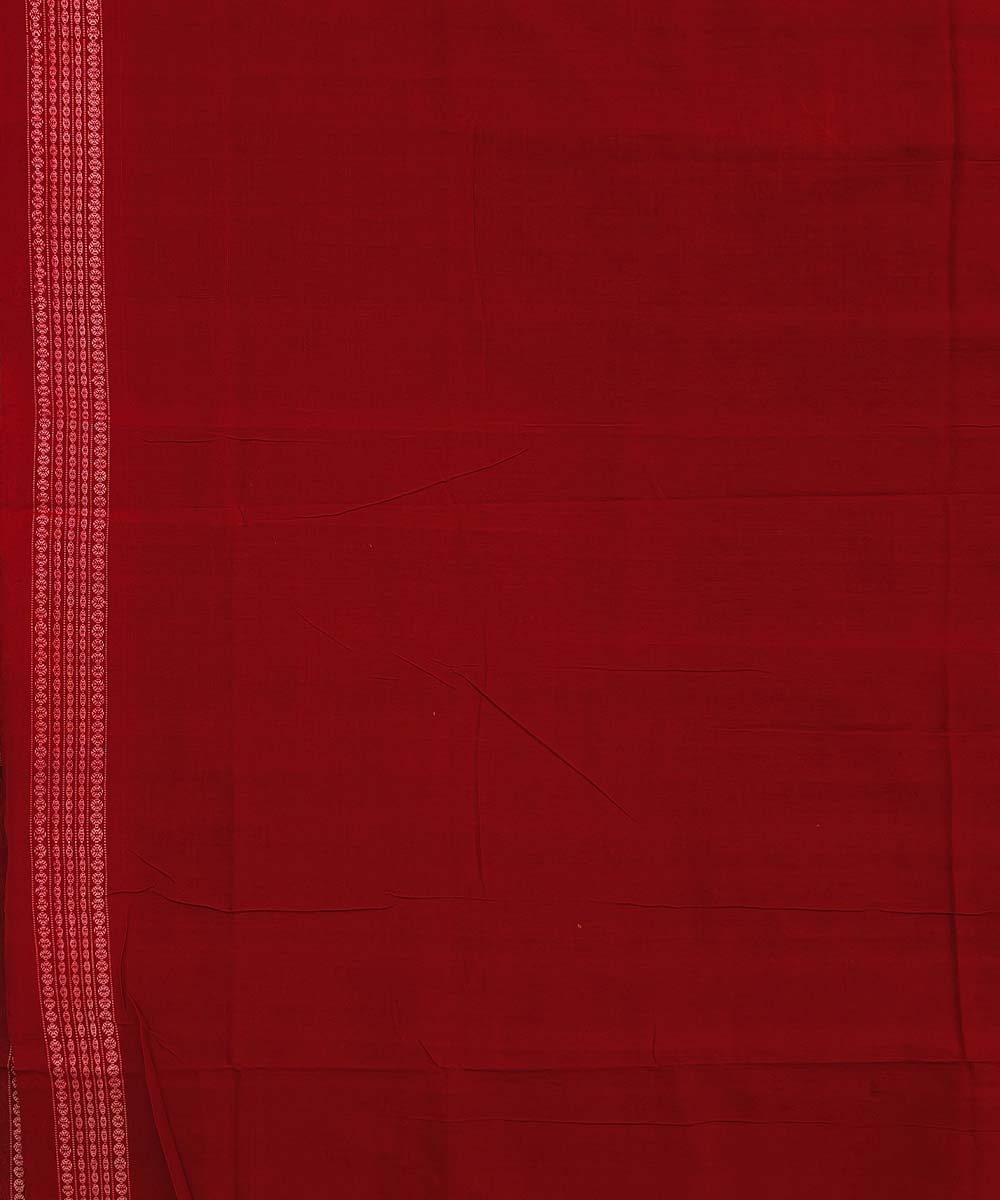 Maroon Red Sambalpuri Handwoven Single Ikat Cotton Saree Image 4