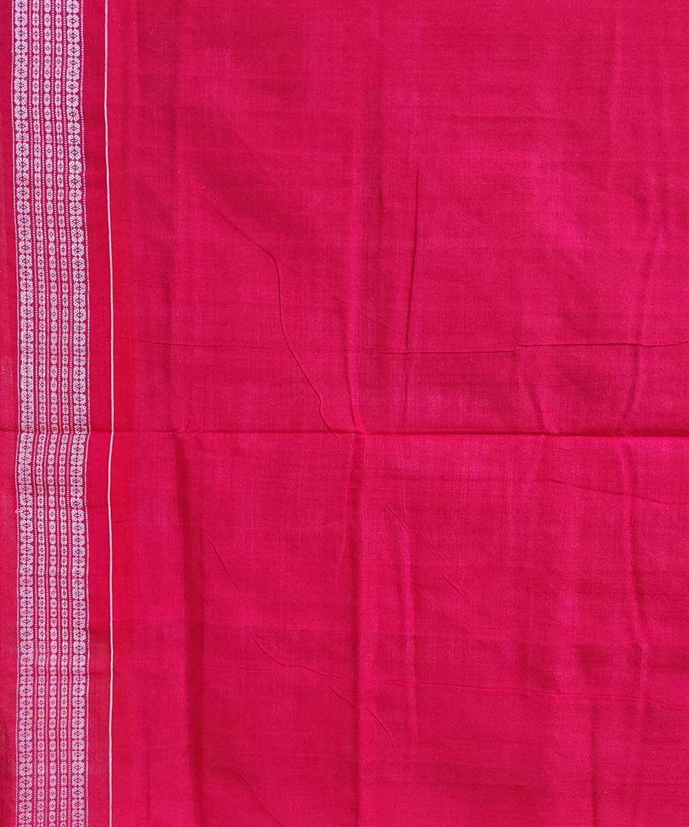 Olivegreen Red Sambalpuri Handwoven Single Ikat Cotton Saree Image 4