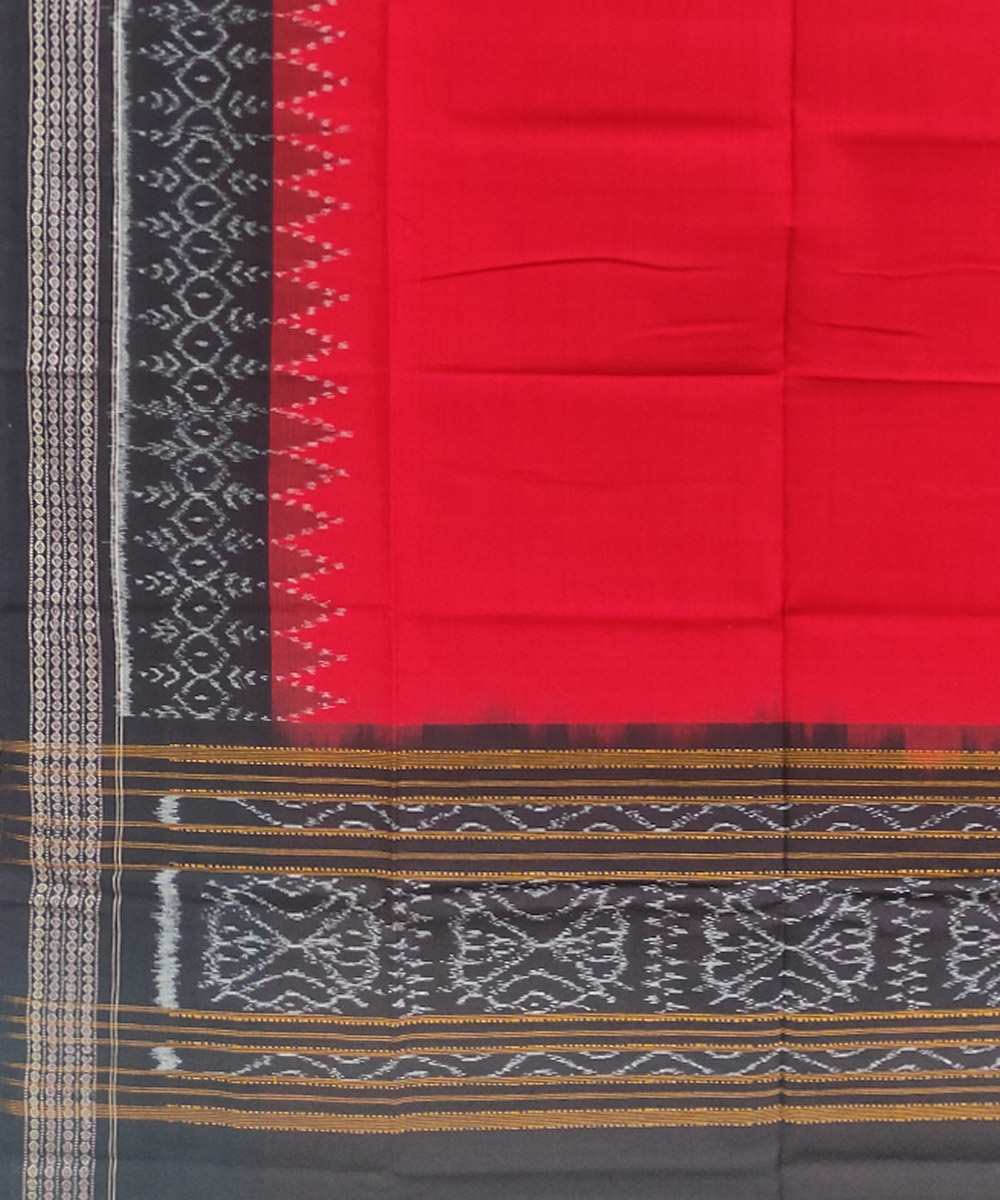 Red Black Sambalpuri Handwoven Single Ikat Cotton Dupatta Image 3