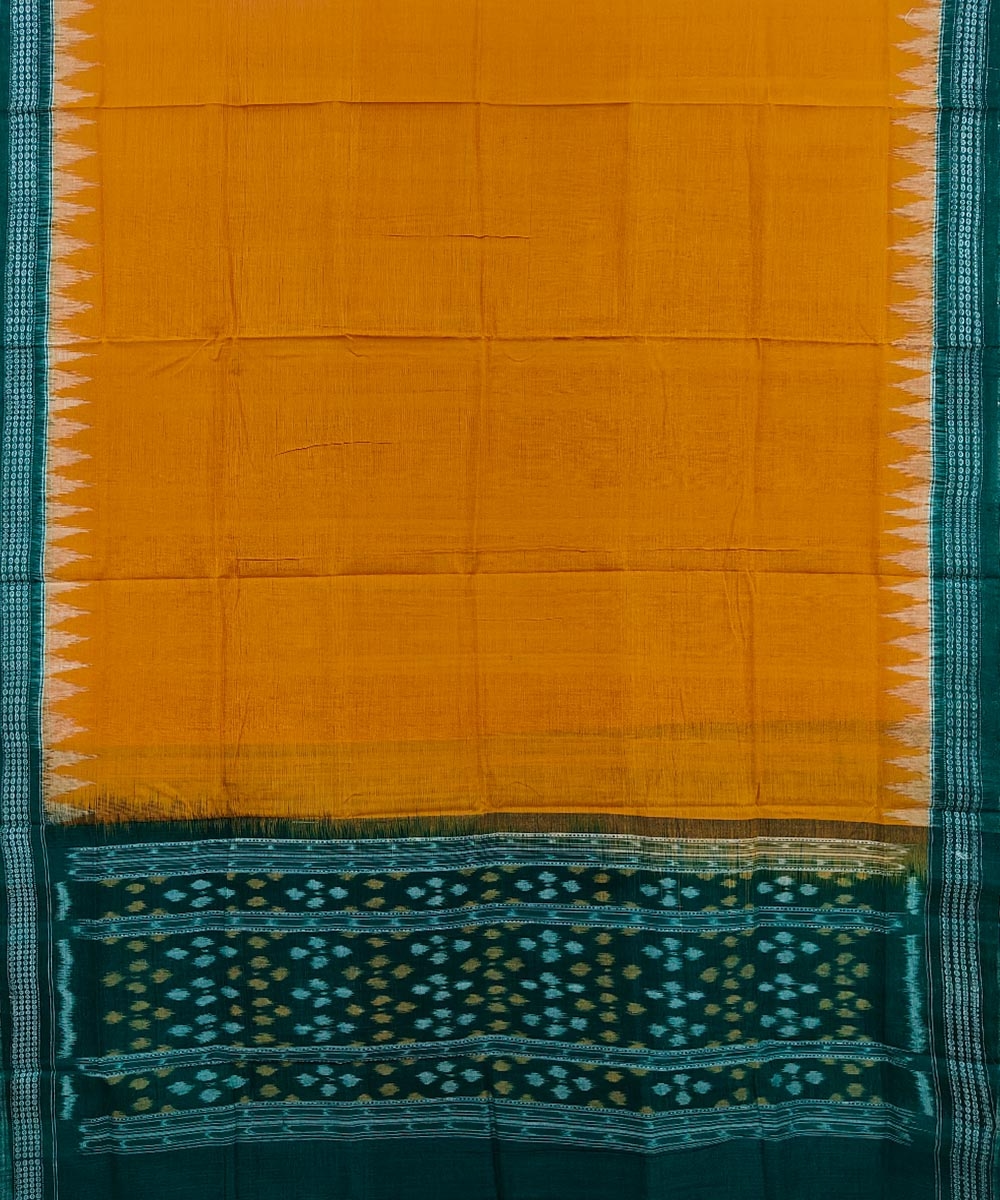 Yellow Green Sambalpuri Handwoven Single Ikat Cotton Dupatta Image 2