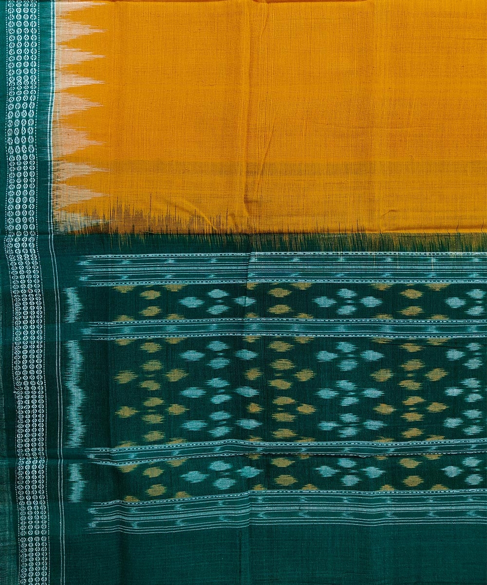 Yellow Green Sambalpuri Handwoven Single Ikat Cotton Dupatta Image 3