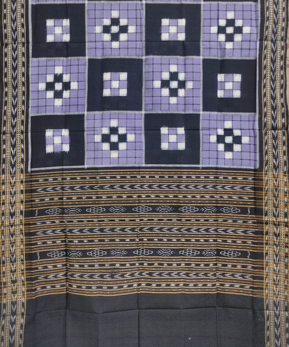 Gray Black Sambalpuri Handwoven Double Ikat Cotton Dupatta Image 2