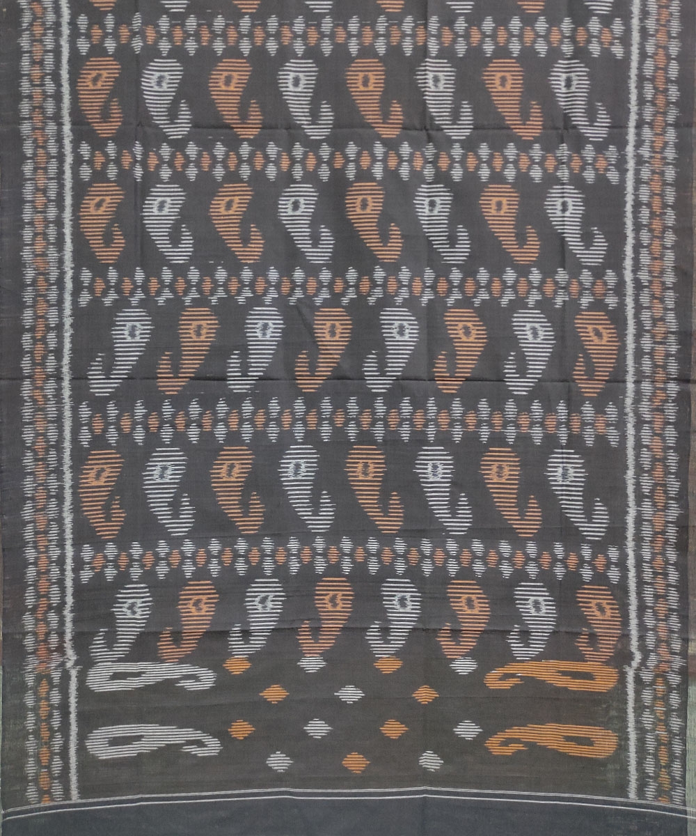 Ash Gray Nuapatna Handwoven Single Ikat Cotton Dupatta Image 2