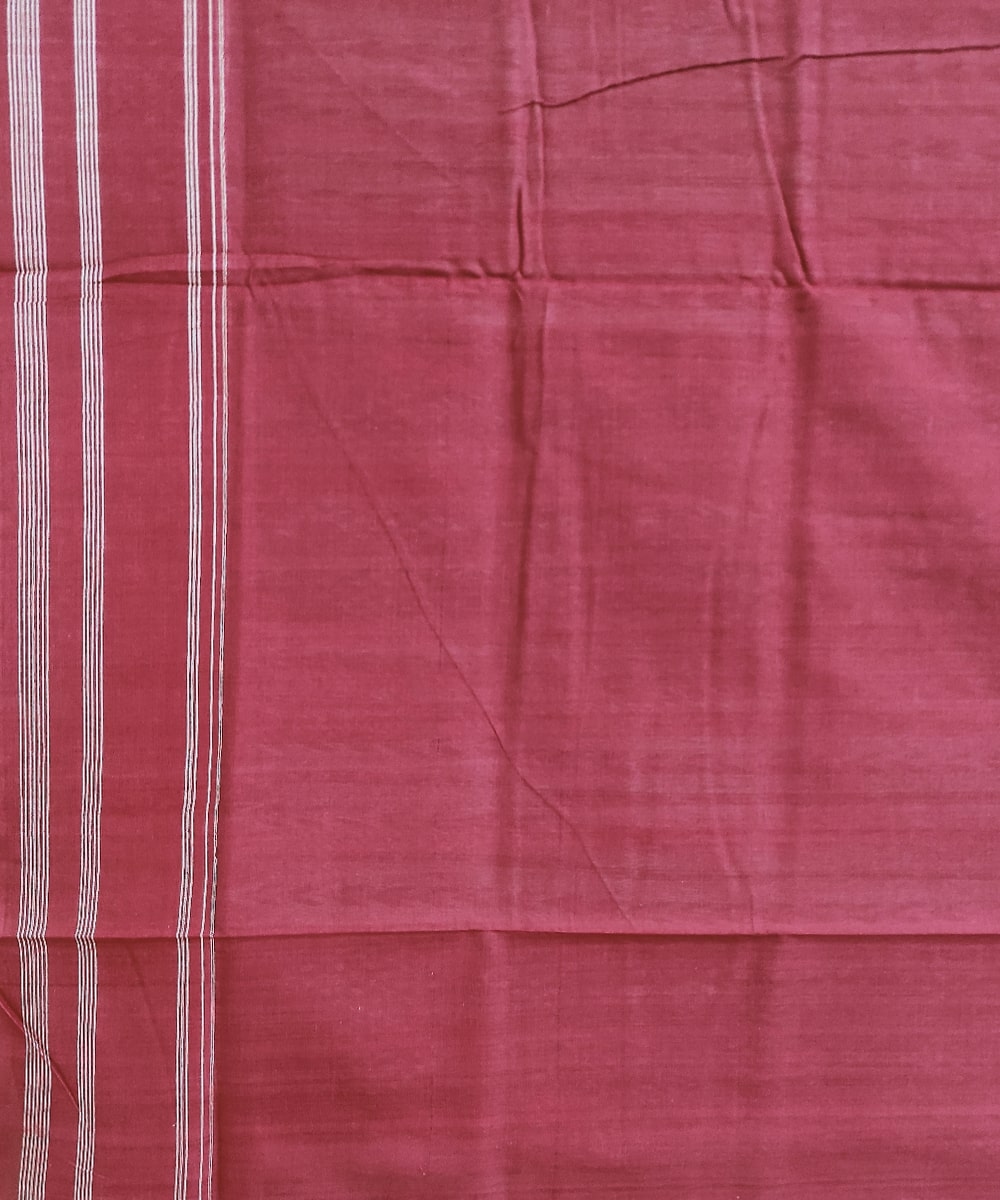 Green Red Sambalpuri Handwoven Single Ikat Cotton Saree Image 4