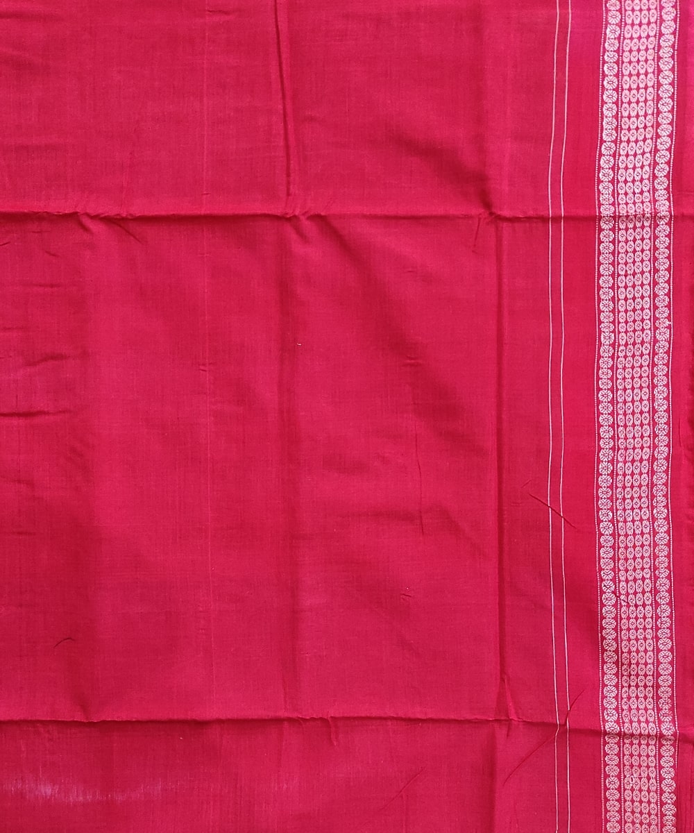 Cofee Red Sambalpuri Handwoven Single Ikat Cotton Saree Image 4