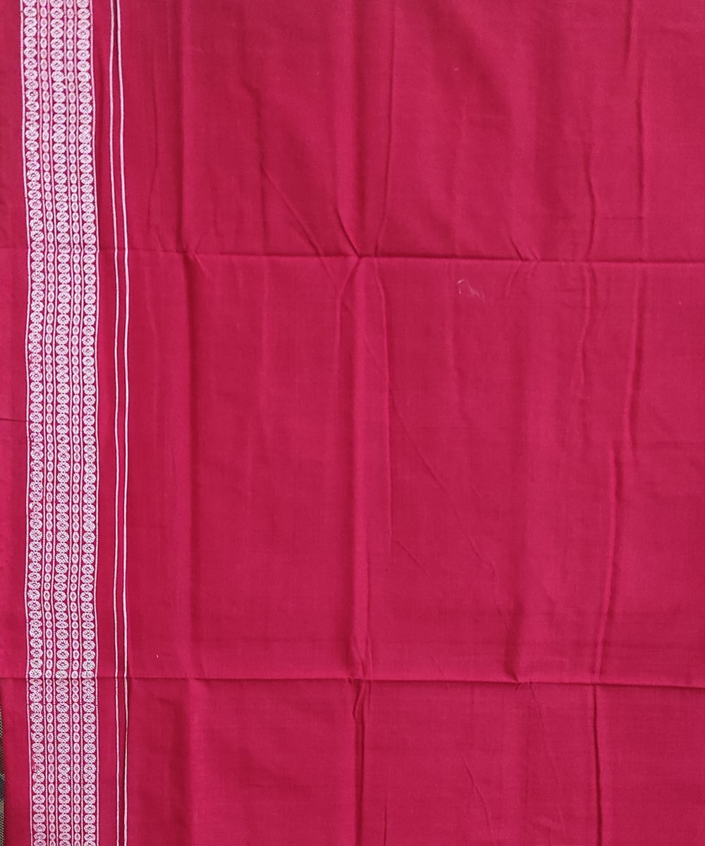 Coffee Red Sambalpuri Handwoven Single Ikat Cotton Saree Image 4