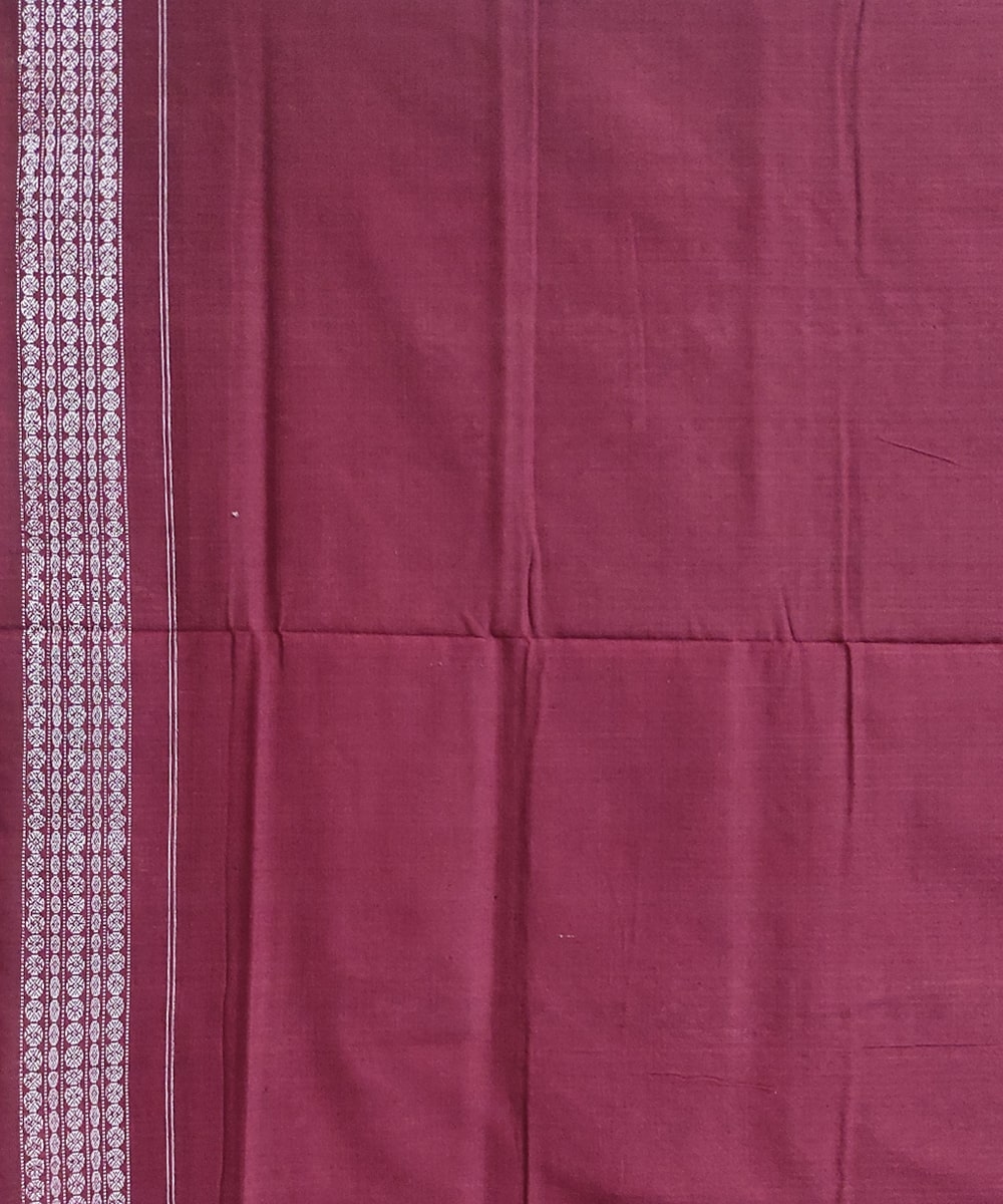 Red Maroon Sambalpuri Handwoven Single Ikat Cotton Saree Image 4