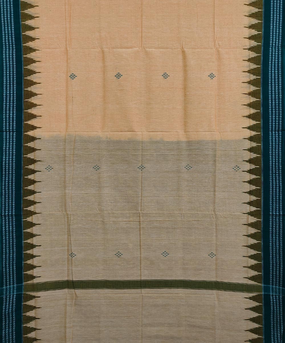 Yellow Green Sambalpuri Handwoven Single Ikat Cotton Saree Image 3