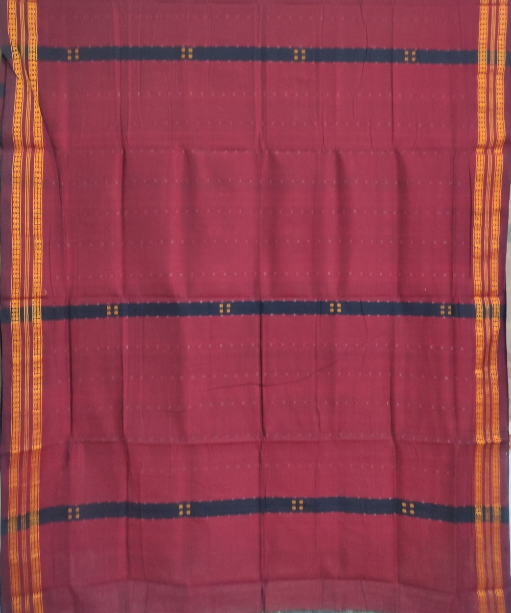 Red Black Bomkai Handwoven Cotton Saree Image 2