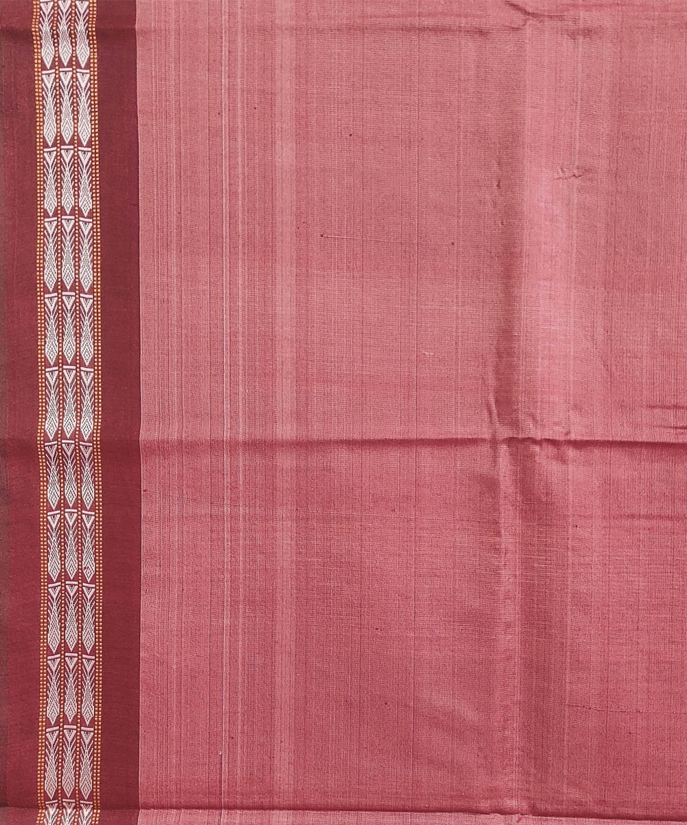 Beige Red Sambalpuri Handwoven Bidarbha Tussar Silk Saree Image 4