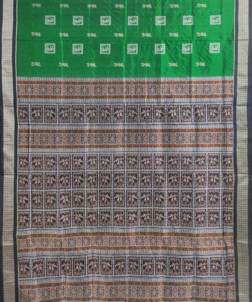 Green Black Handwoven Bomkai Silk Saree Image 3