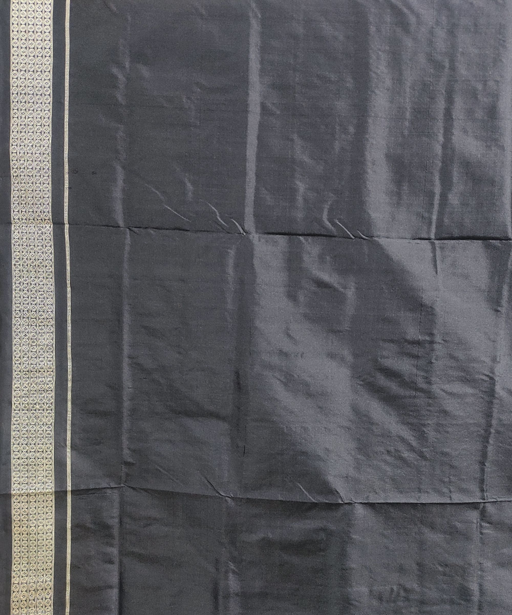 Green Black Handwoven Bomkai Silk Saree Image 4