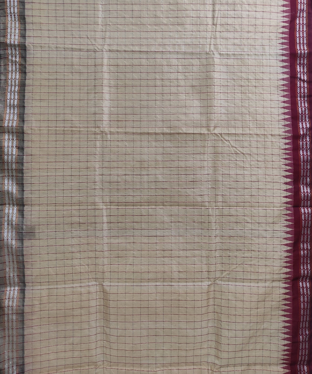 Beige Sambalpuri Handwoven Bidarbha Tussar Silk Saree Image 2