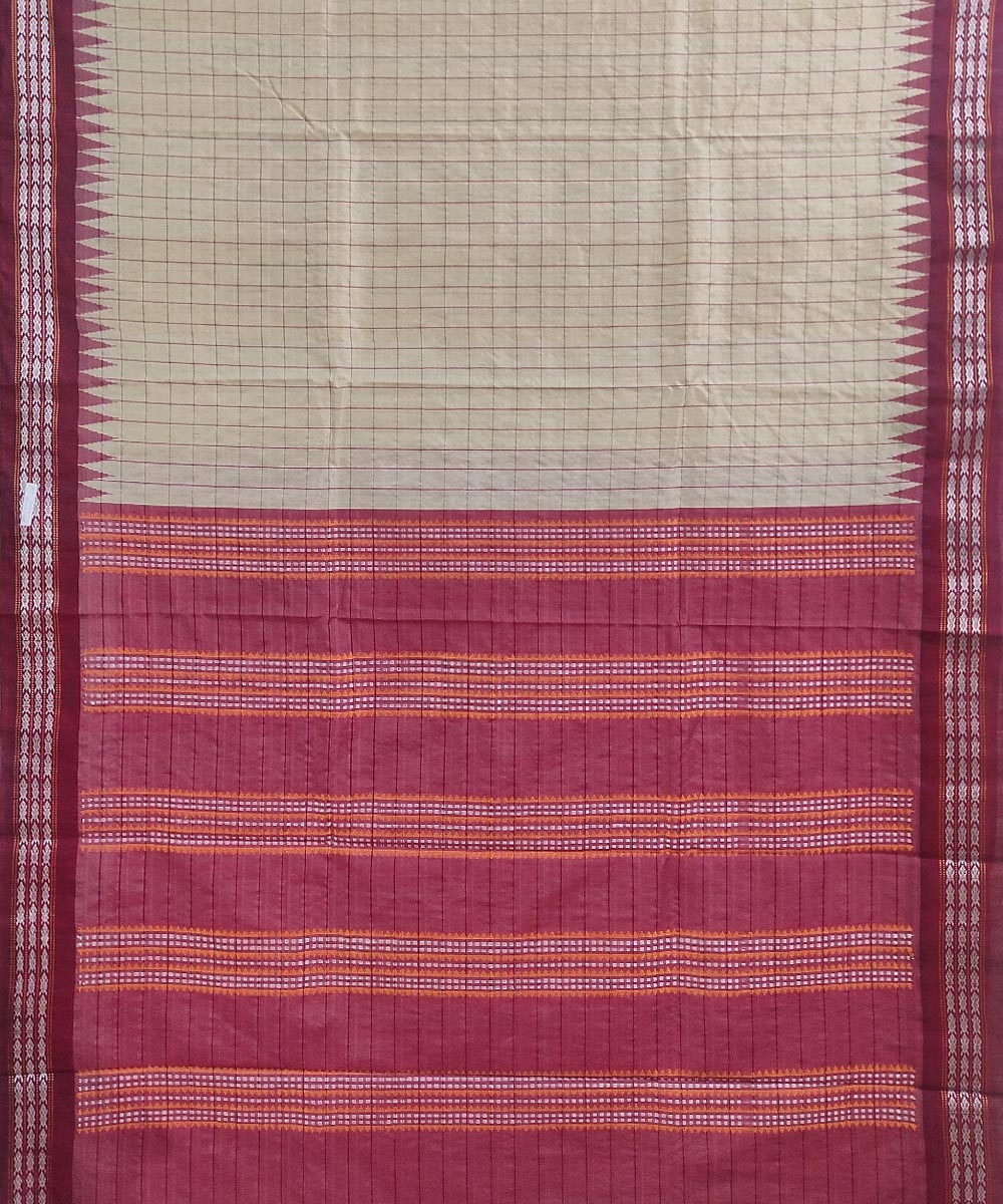 Beige Sambalpuri Handwoven Bidarbha Tussar Silk Saree Image 3