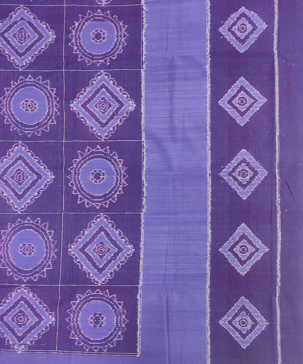 Purple Sambalpuri Handwoven Cotton Double Bed Sheet Image 3