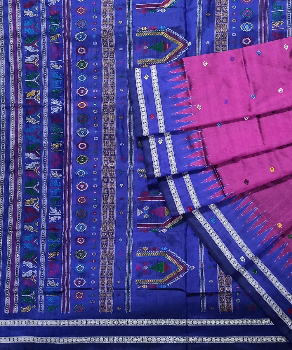 Purple Blue Handwoven Dolabedi Silk Saree SFSSAR0986